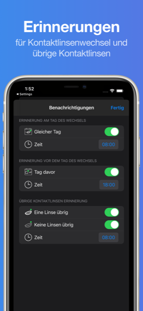 Lensy – Benachrichtigungen einstellen